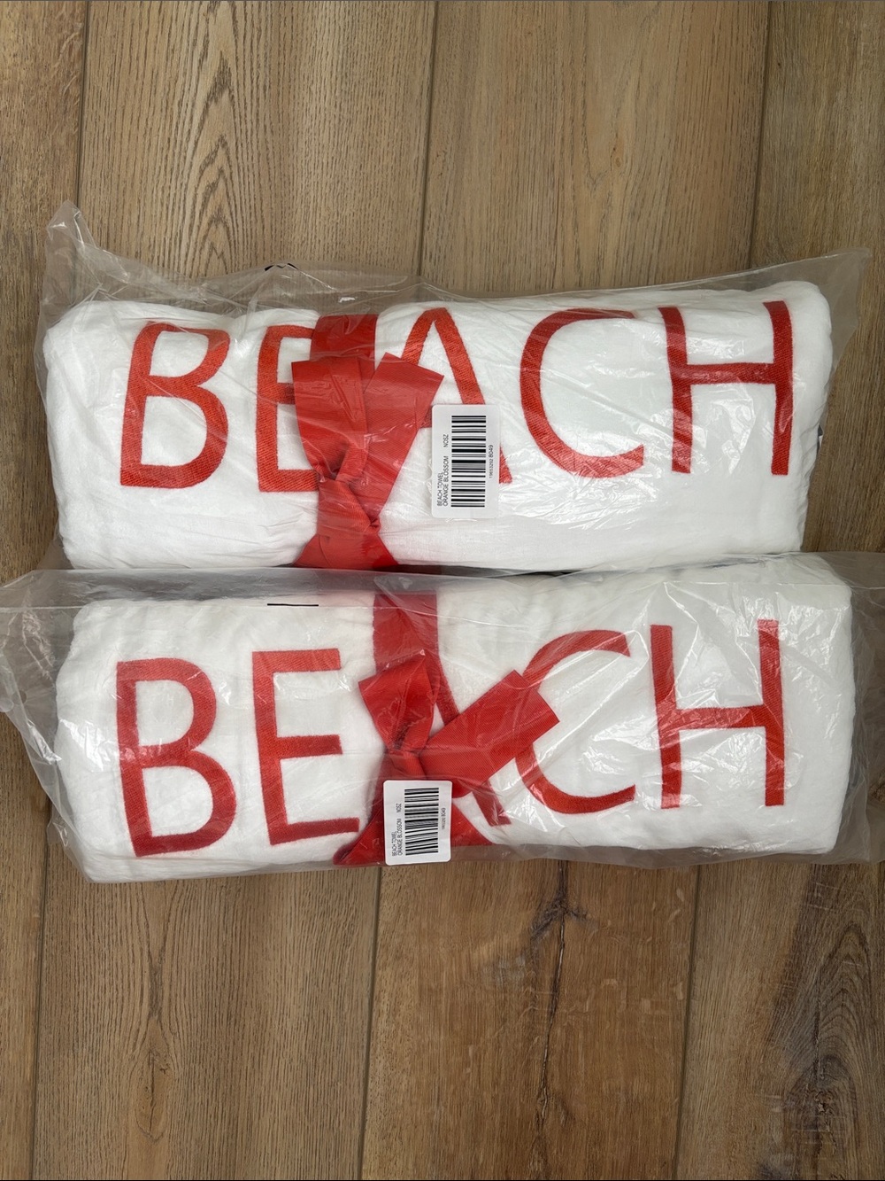 NWT Chico’s Cotton Beach Towel White/Orange 40” x 70” Set of Two Coastal Chic